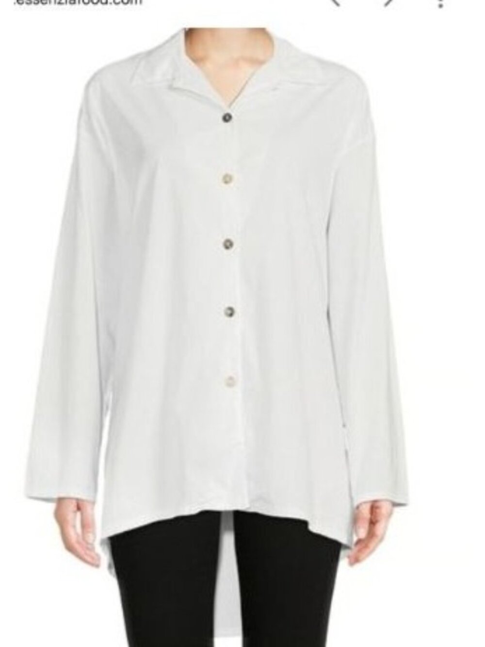 Bryn Walker Oversized Long-Sleeve Shirt tunic White Cotton stretch size XL